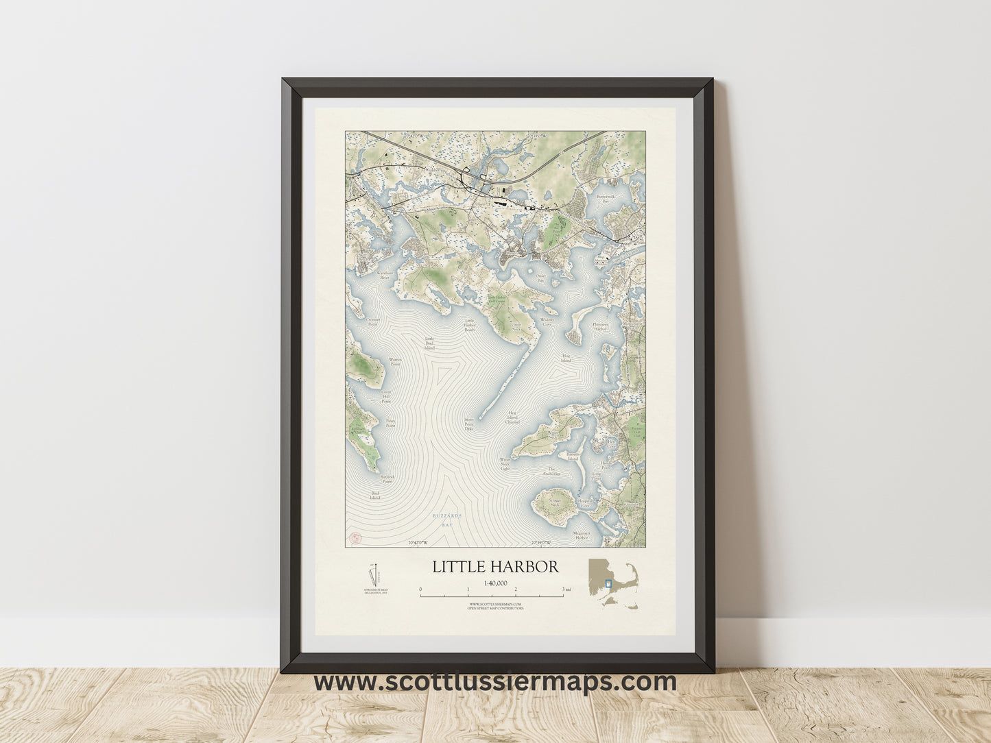 Little Harbor Mass VINTAGE Map Art Print