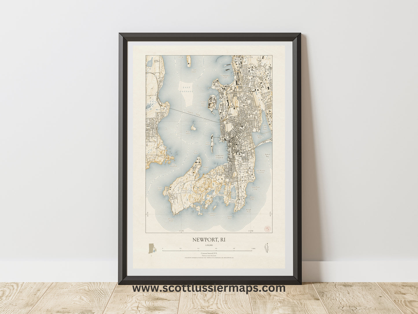 Newport Rhode Island VINTAGE Map Art Print