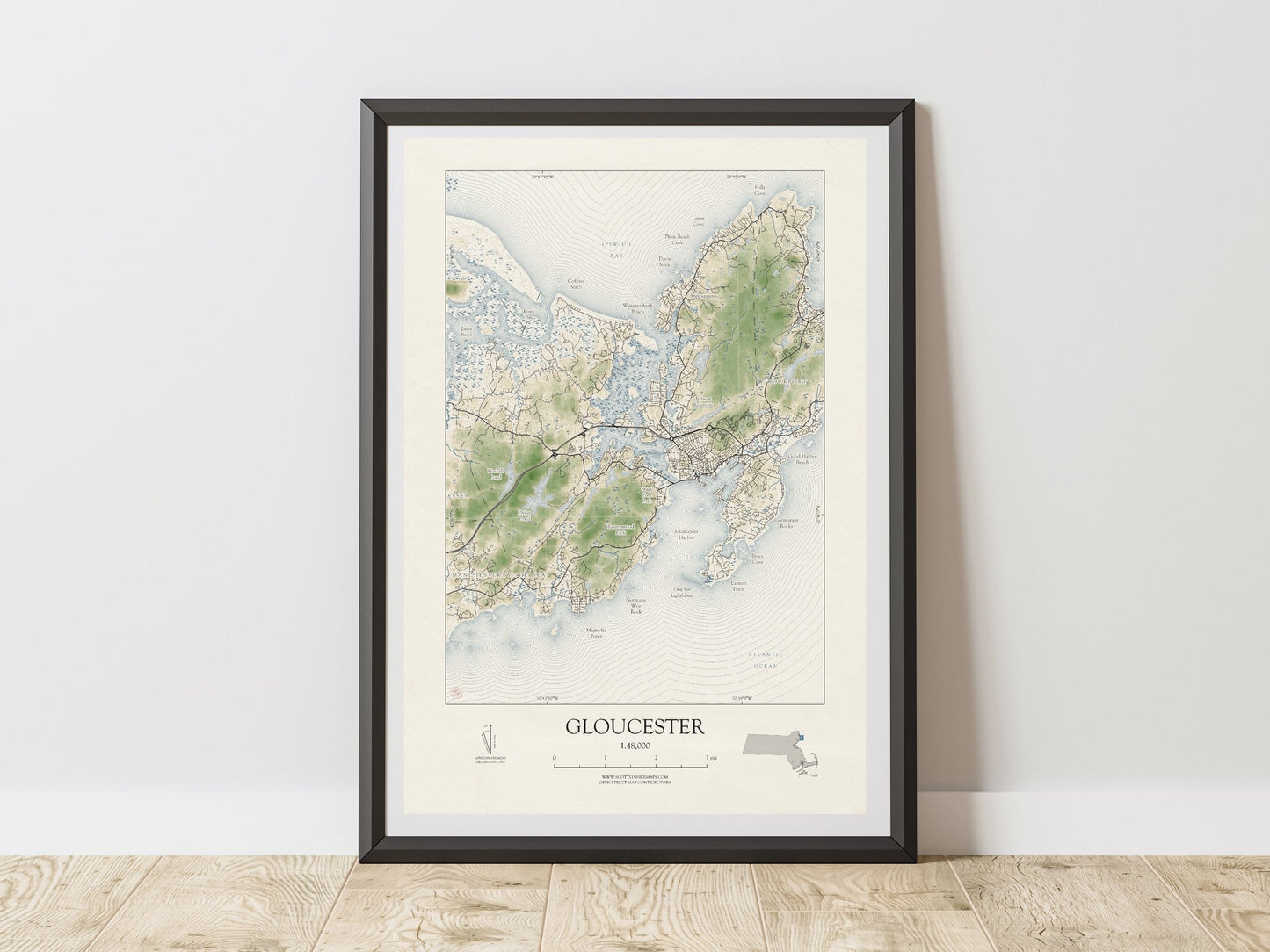 Gloucester Massachusetts VINTAGE Map Art Print 0225