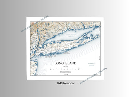 Long Island New York NAUTICAL Map Art Print