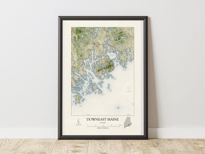 Downeast Maine VINTAGE Map Art Print