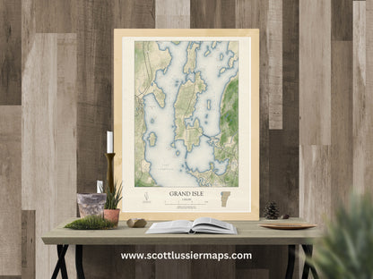 Grand Isle Vermont VINTAGE Map Art Print