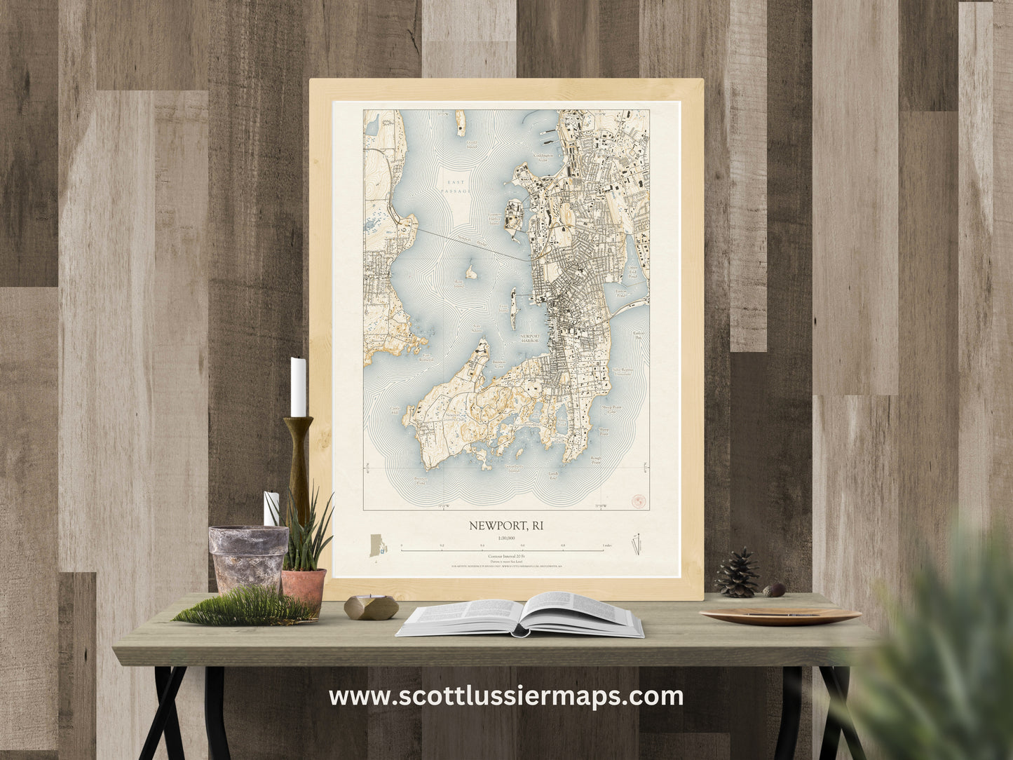 Newport Rhode Island VINTAGE Map Art Print