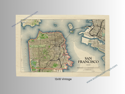 San Francisco California HOMETOWN Map Art Print 0325