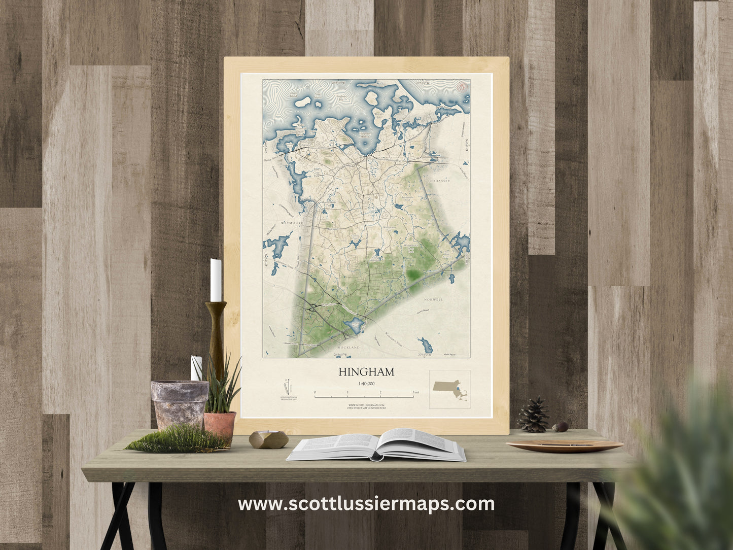 Hingham Massachusetts NAUTICAL Map Art Print