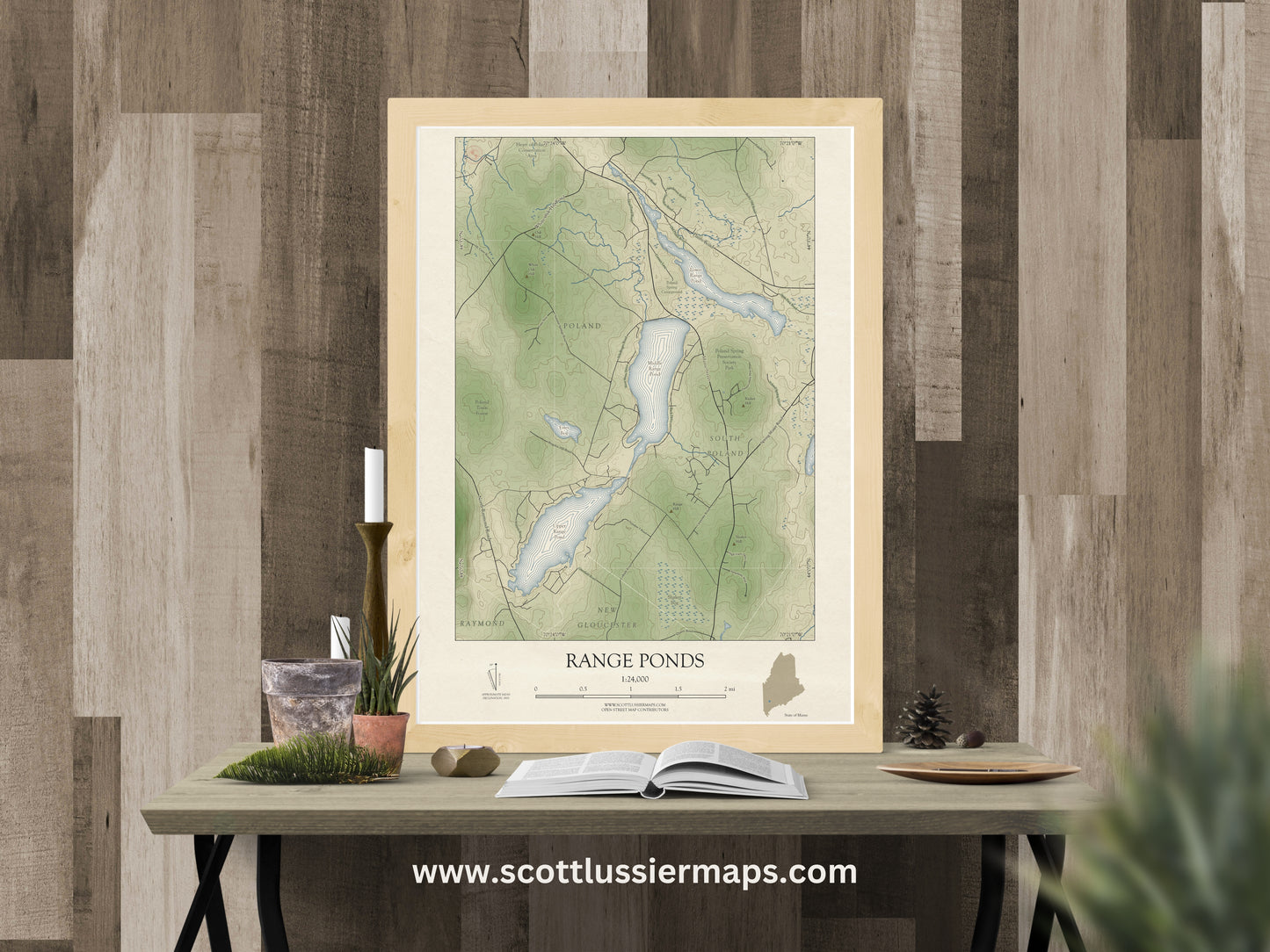 Range Ponds Maine VINTAGE Map Art Print