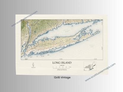 Long Island New York VINTAGE Map Art Print 0325