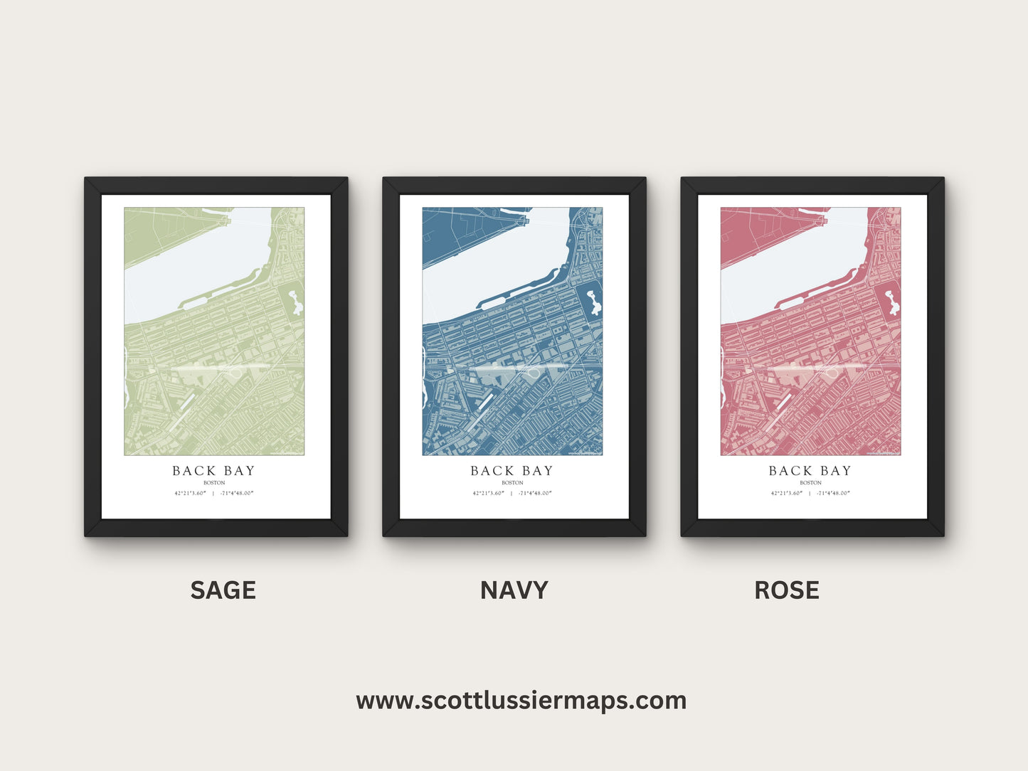 Back Bay Boston Massachusetts NEIGHBORHOOD Map Art Print 0325
