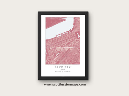 Back Bay Boston Massachusetts NEIGHBORHOOD Map Art Print 0325