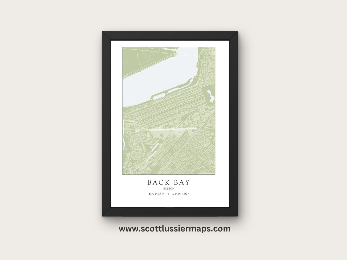 Back Bay Boston Massachusetts NEIGHBORHOOD Map Art Print 0325