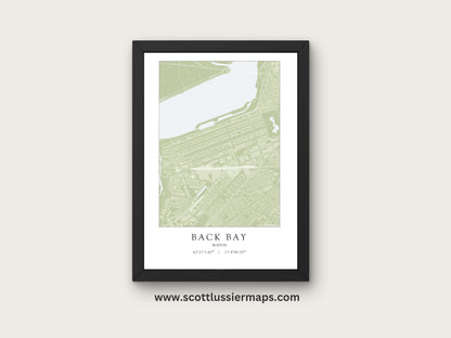 Back Bay Boston Massachusetts NEIGHBORHOOD Map Art Print 0325