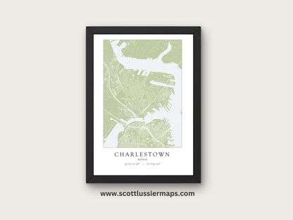 Charlestown Boston Massachusetts NEIGHBORHOOD Map Art Print 0325