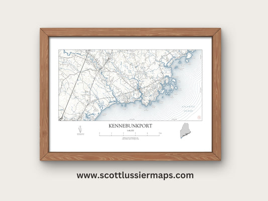 Kennebunkport  Maine NAUTICAL Map Art Print