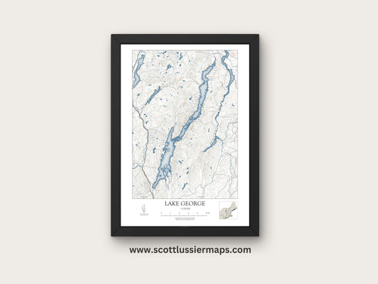 Lake George New York NAUTICAL Map Art Print