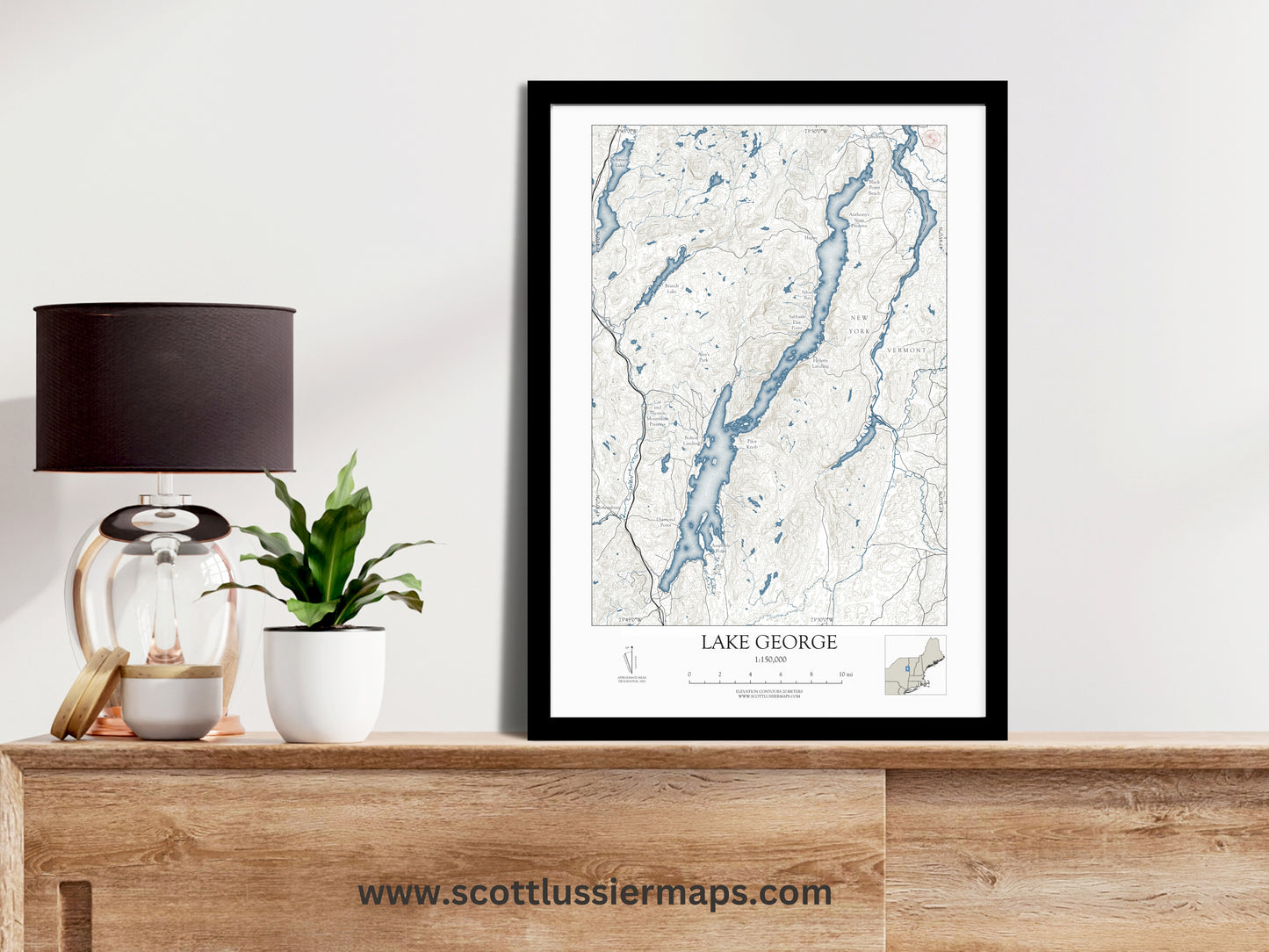 Lake George New York NAUTICAL Map Art Print