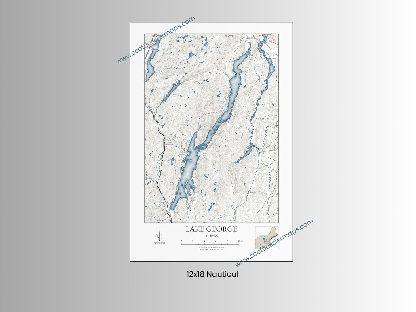 Lake George New York NAUTICAL Map Art Print