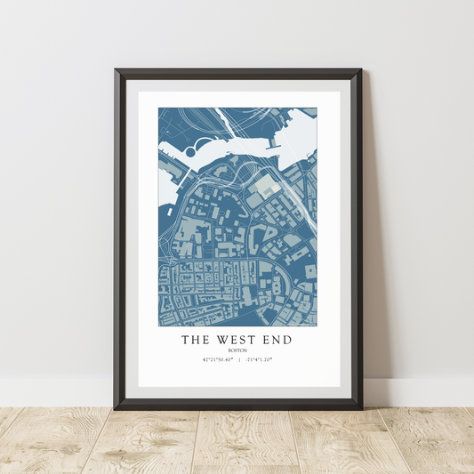 West End Boston Massachusetts NEIGHBORHOOD Map Art Print 0325